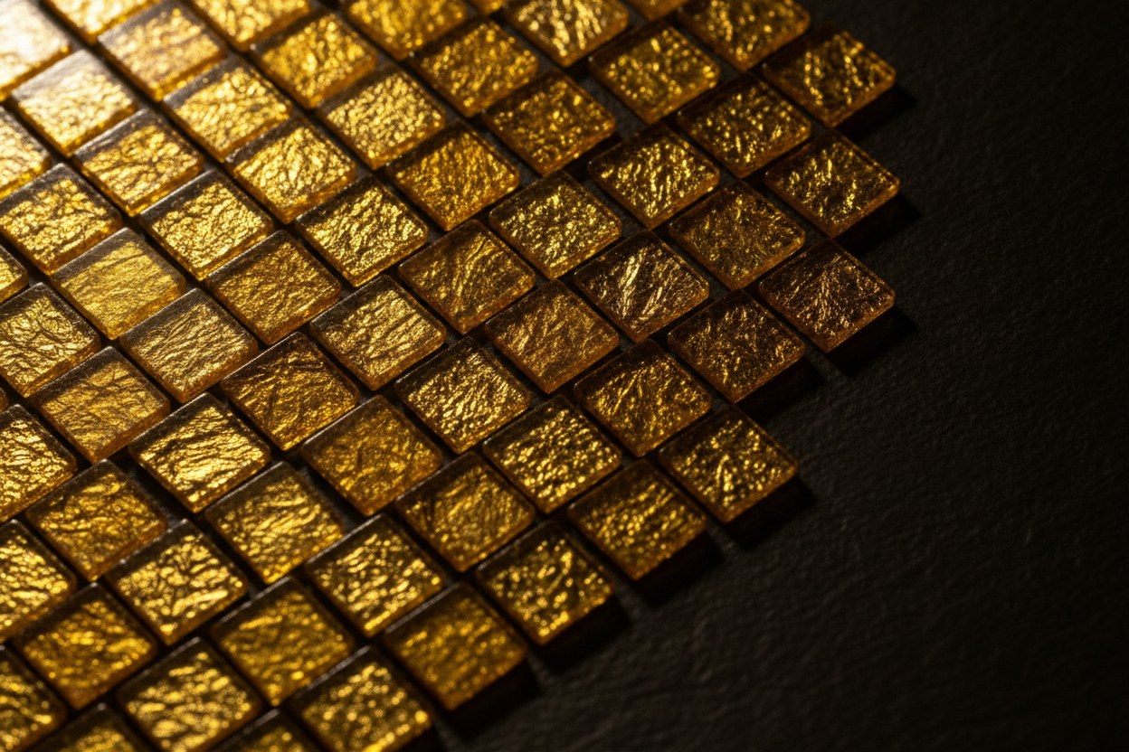 24K altın tessera — lüks kaplama detay